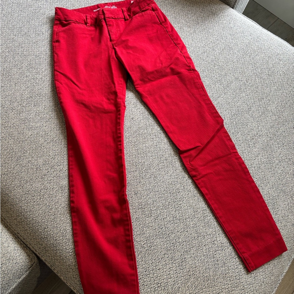 Old Navy Pixie Mid-Rise Pants in Bold Red